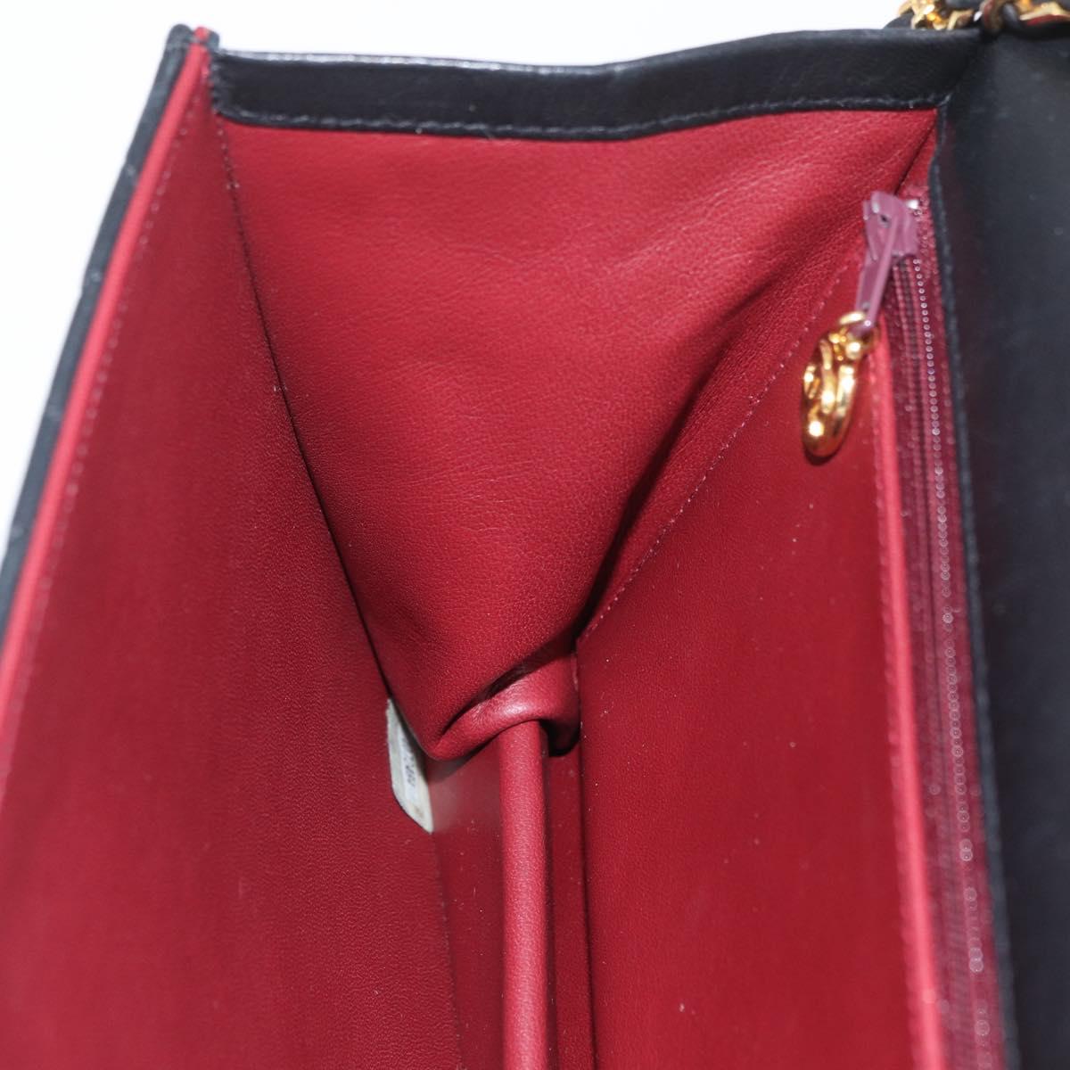 CHANEL Chain Matelasse Shoulder Bag Lamb Skin Black Gold CC Auth ka3415SAV