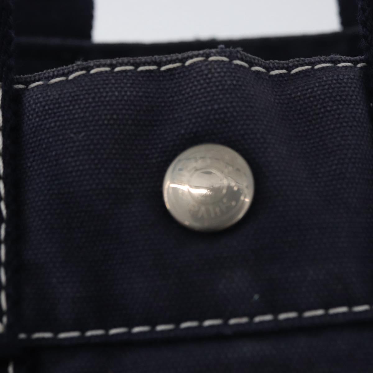 HERMES Fourre Tout PM Tote Bag Canvas Navy Silver Auth ka3422