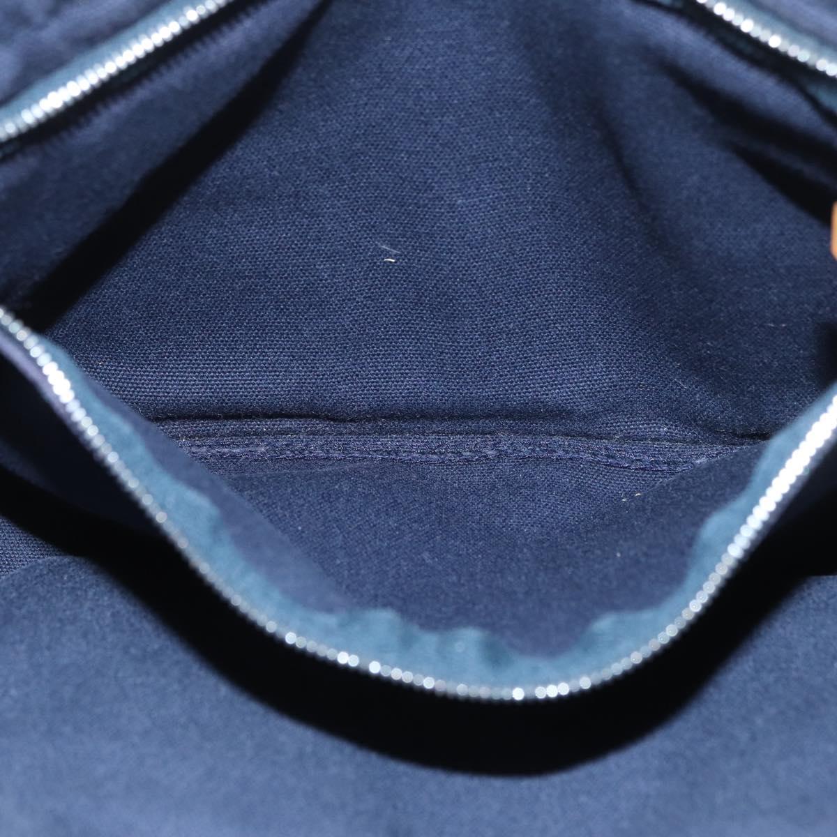 HERMES Fourre Tout PM Tote Bag Canvas Navy Silver Auth ka3422