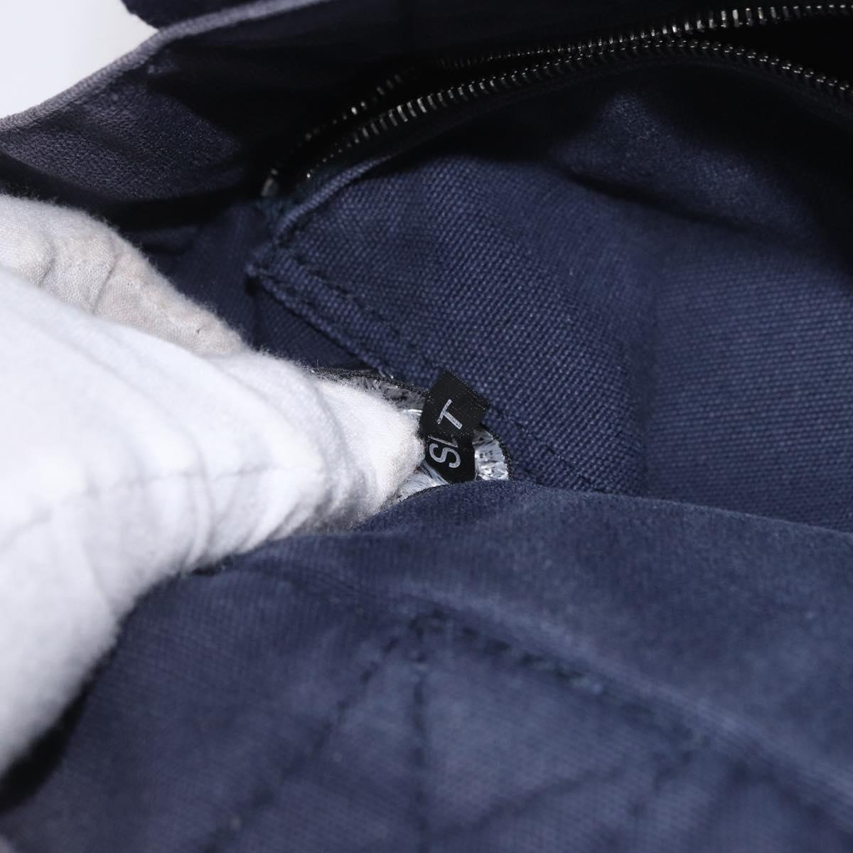 HERMES Fourre Tout PM Tote Bag Canvas Navy Silver Auth ka3422