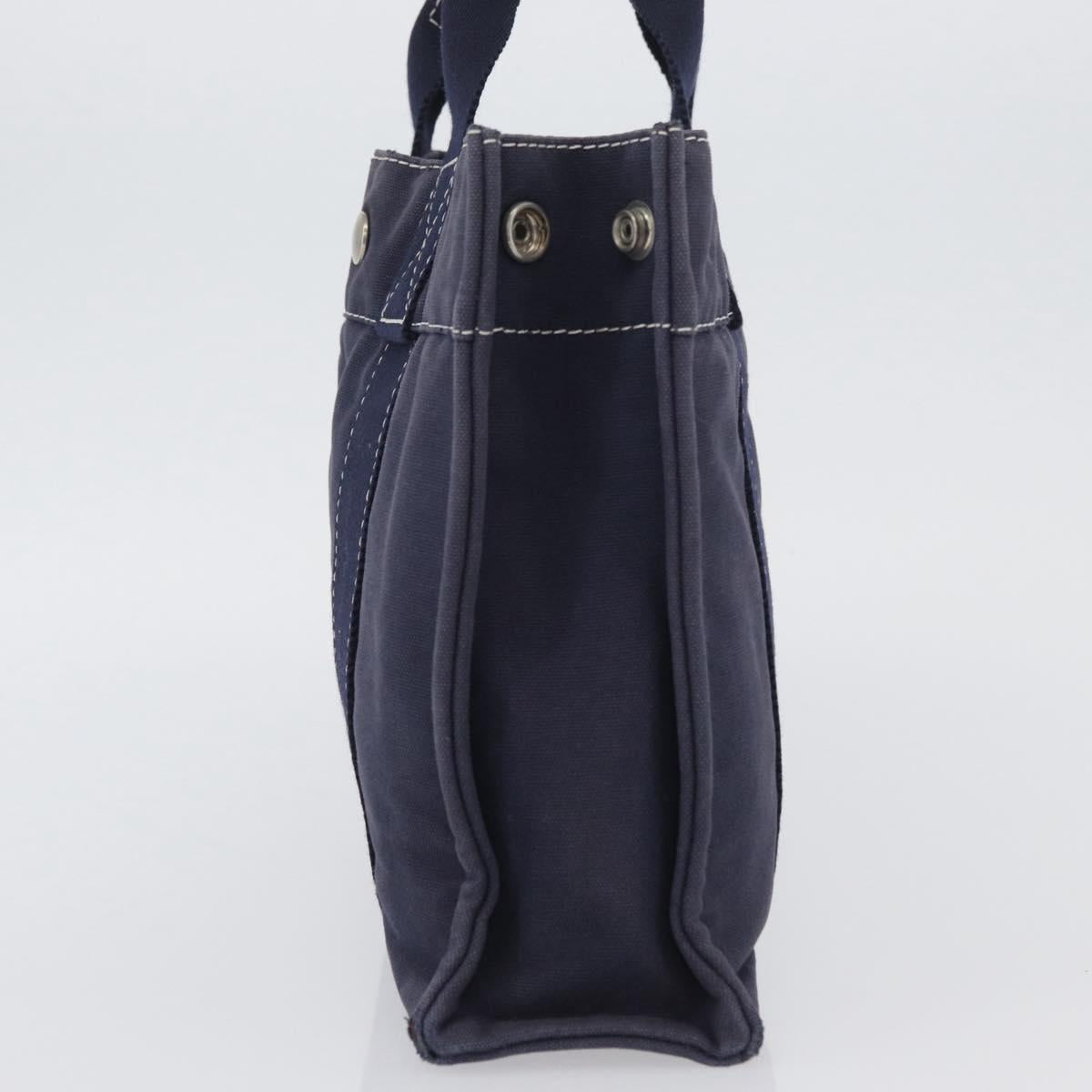HERMES Fourre Tout PM Tote Bag Canvas Navy Silver Auth ka3422