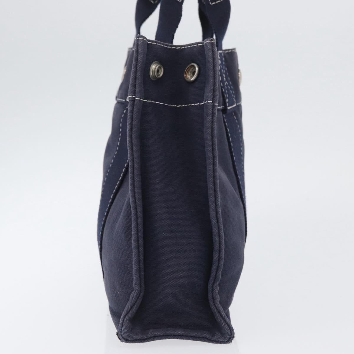 HERMES Fourre Tout PM Tote Bag Canvas Navy Silver Auth ka3422
