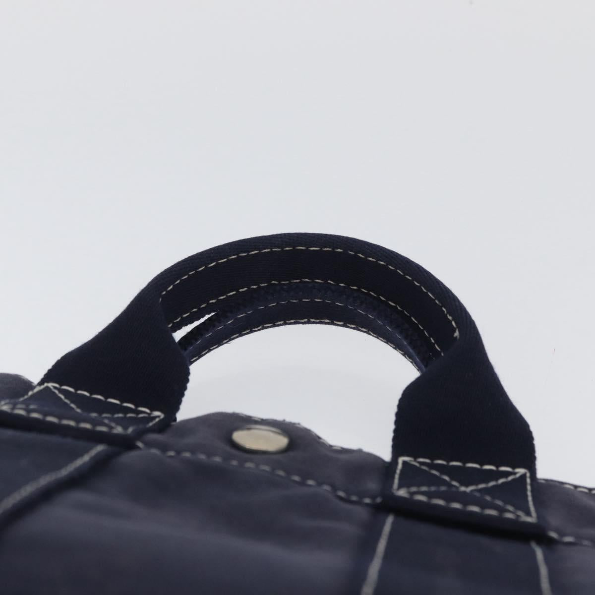 HERMES Fourre Tout PM Tote Bag Canvas Navy Silver Auth ka3422