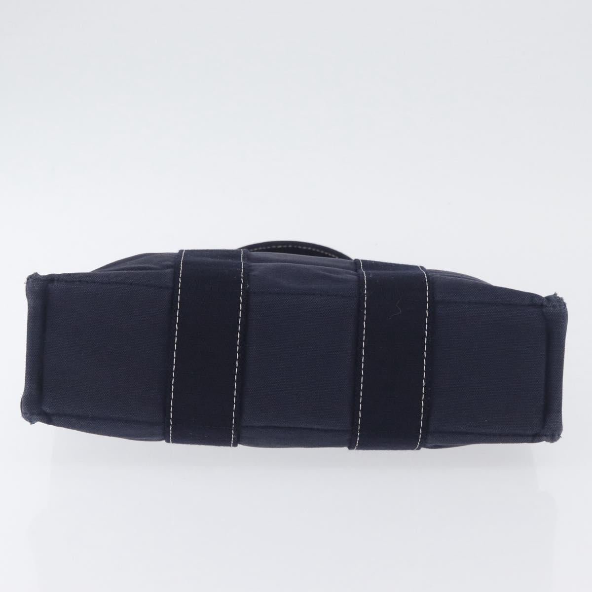 HERMES Fourre Tout PM Tote Bag Canvas Navy Silver Auth ka3422