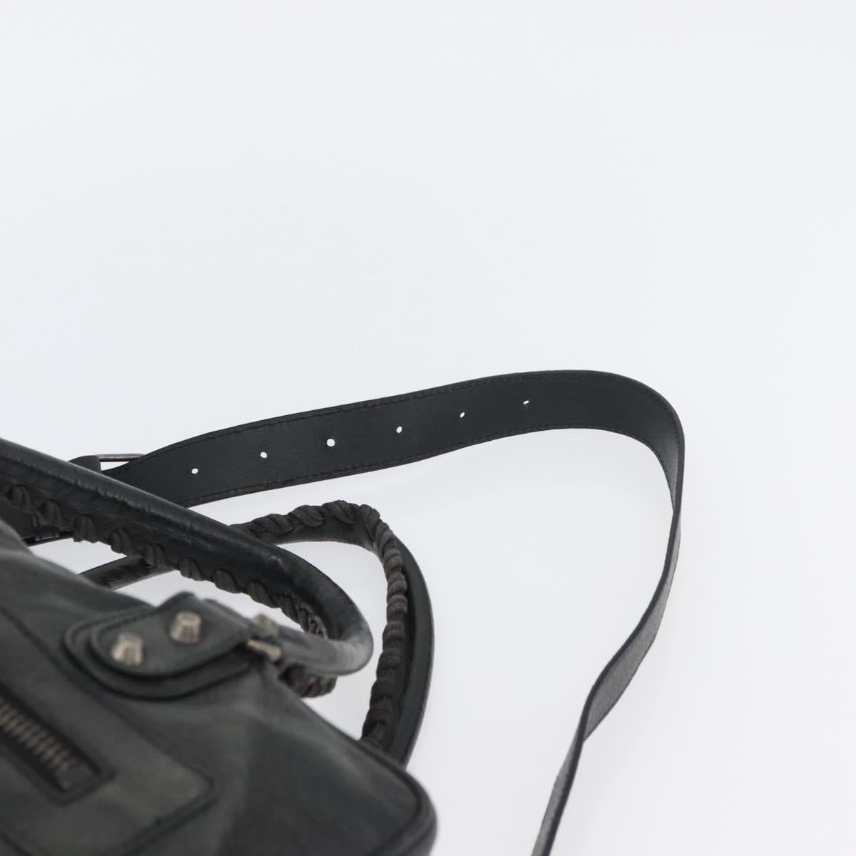 BALENCIAGA Classic Bridge Hand Bag Leather 2way Black Auth ka3423V