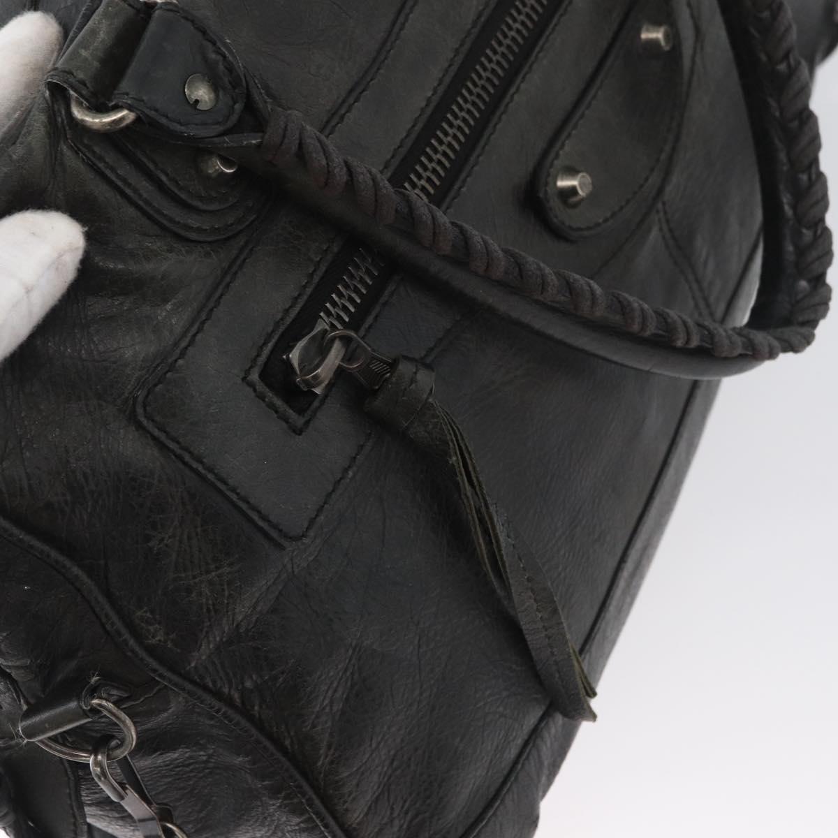 BALENCIAGA Classic Bridge Hand Bag Leather 2way Black Auth ka3423V