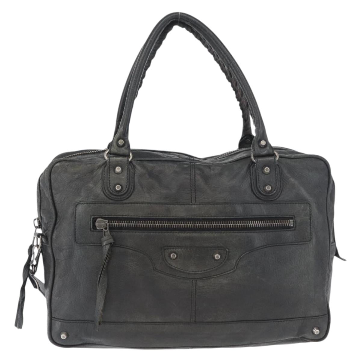 BALENCIAGA Classic Bridge Hand Bag Leather 2way Black Auth ka3423V