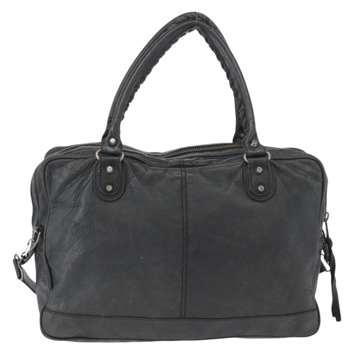 BALENCIAGA Classic Bridge Hand Bag Leather 2way Black Auth ka3423V