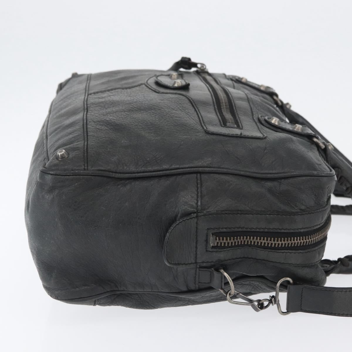 BALENCIAGA Classic Bridge Hand Bag Leather 2way Black Auth ka3423V