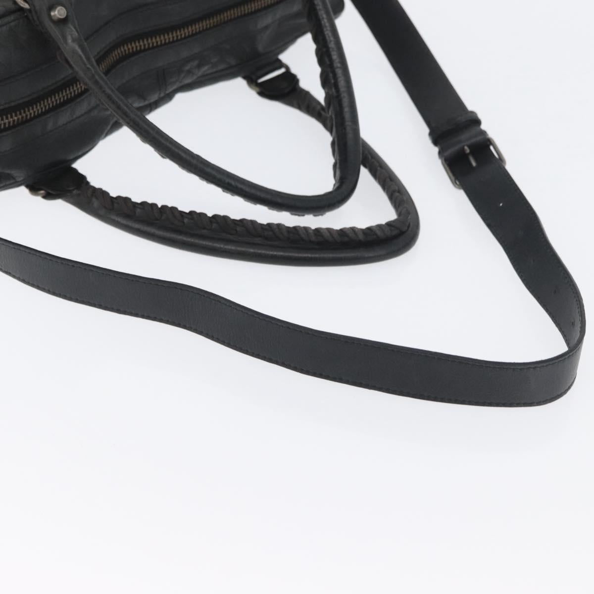 BALENCIAGA Classic Bridge Hand Bag Leather 2way Black Auth ka3423V