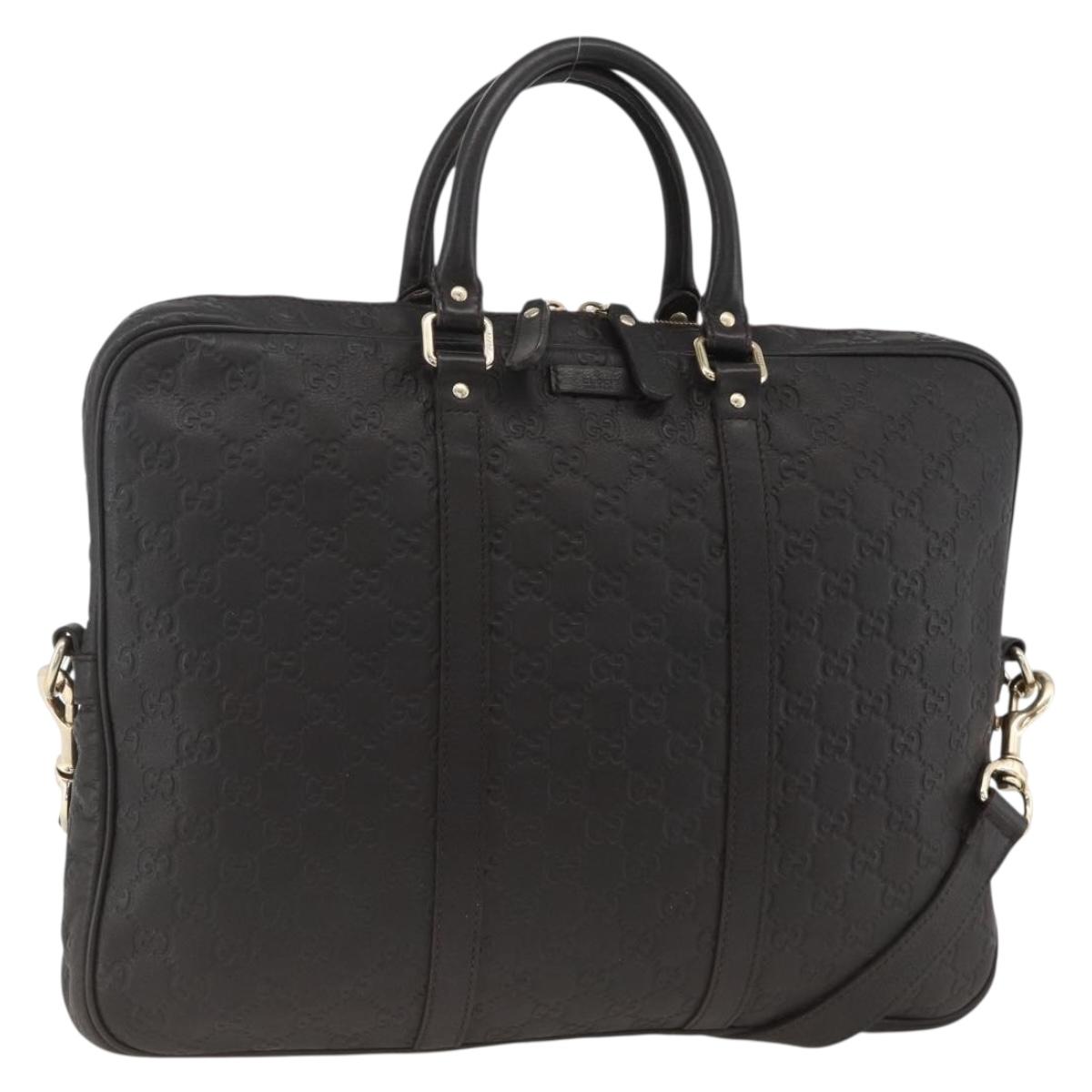 GUCCI GG Canvas Guccissima Bag Leather 2way Black Gold 208463 Auth ka3424