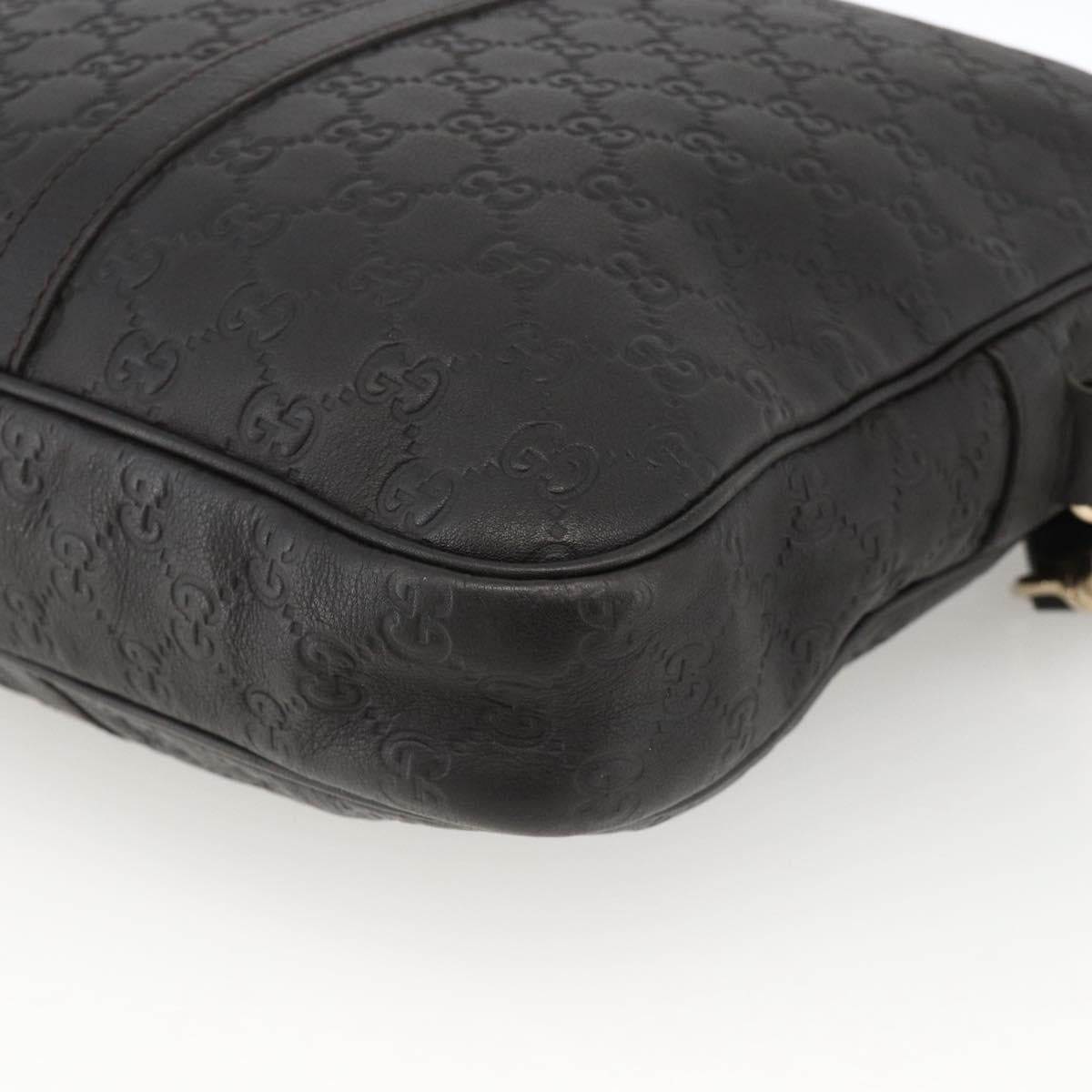 GUCCI GG Canvas Guccissima Bag Leather 2way Black Gold 208463 Auth ka3424