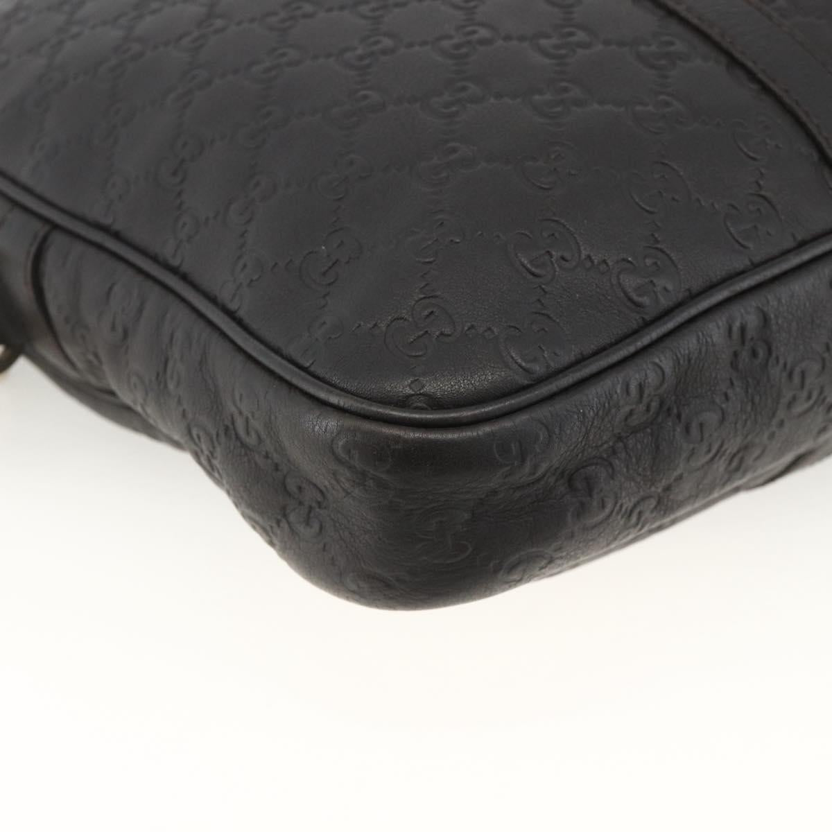 GUCCI GG Canvas Guccissima Bag Leather 2way Black Gold 208463 Auth ka3424