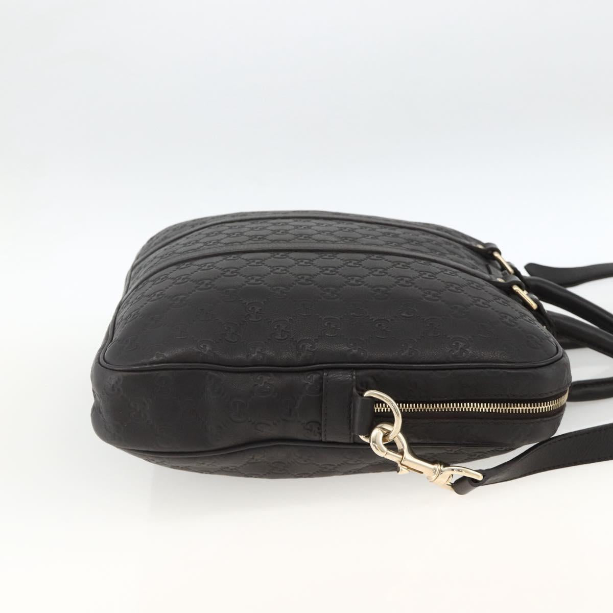GUCCI GG Canvas Guccissima Bag Leather 2way Black Gold 208463 Auth ka3424