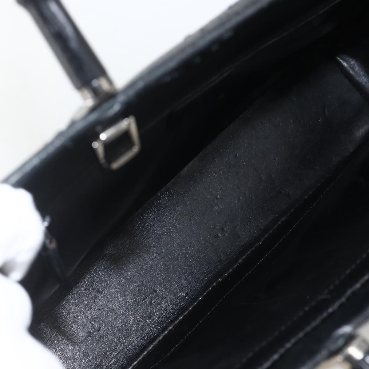 GUCCI Bamboo Tote Bag Leather Black Silver 002 1034 3444 Auth ka3425