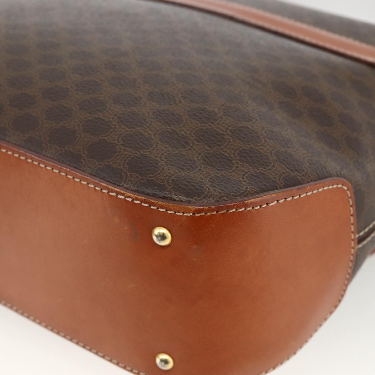 CELINE Macadam Canvas Hand Bag PVC Leather Brown Gold Auth ka3426