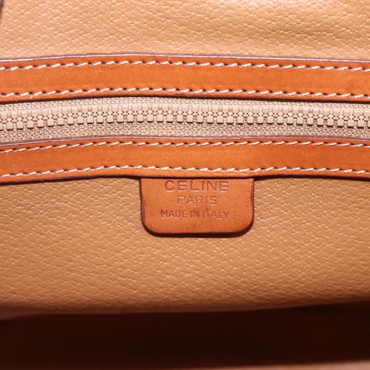 CELINE Macadam Canvas Hand Bag PVC Leather Brown Gold Auth ka3426