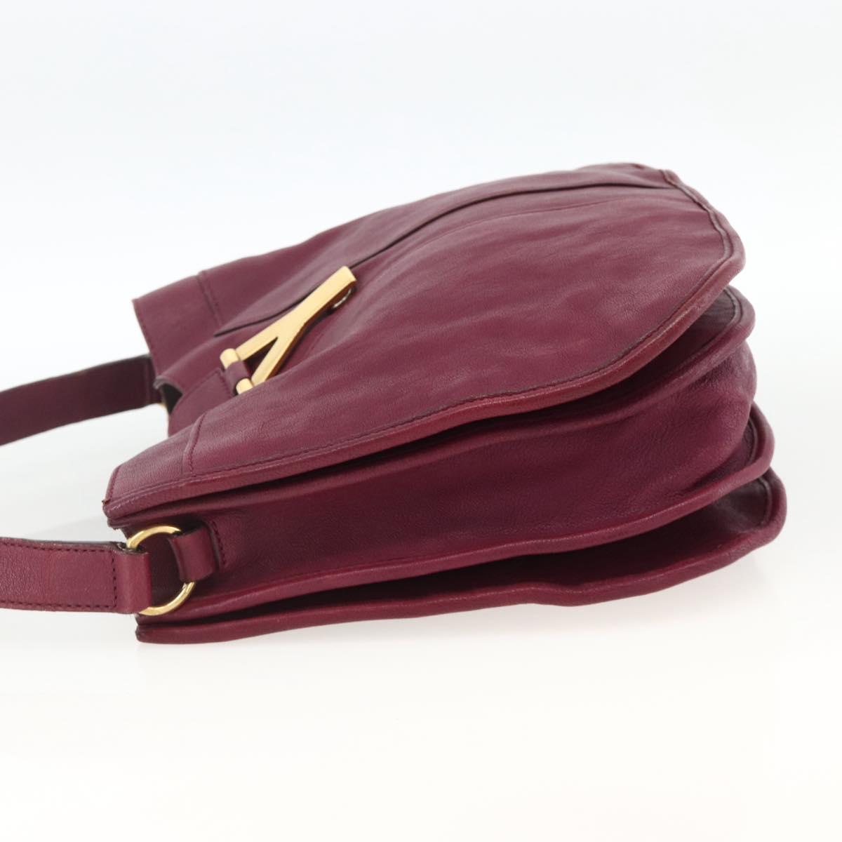 SAINT LAURENT Shoulder Bag Leather Purple Gold 291204 Auth ka3427