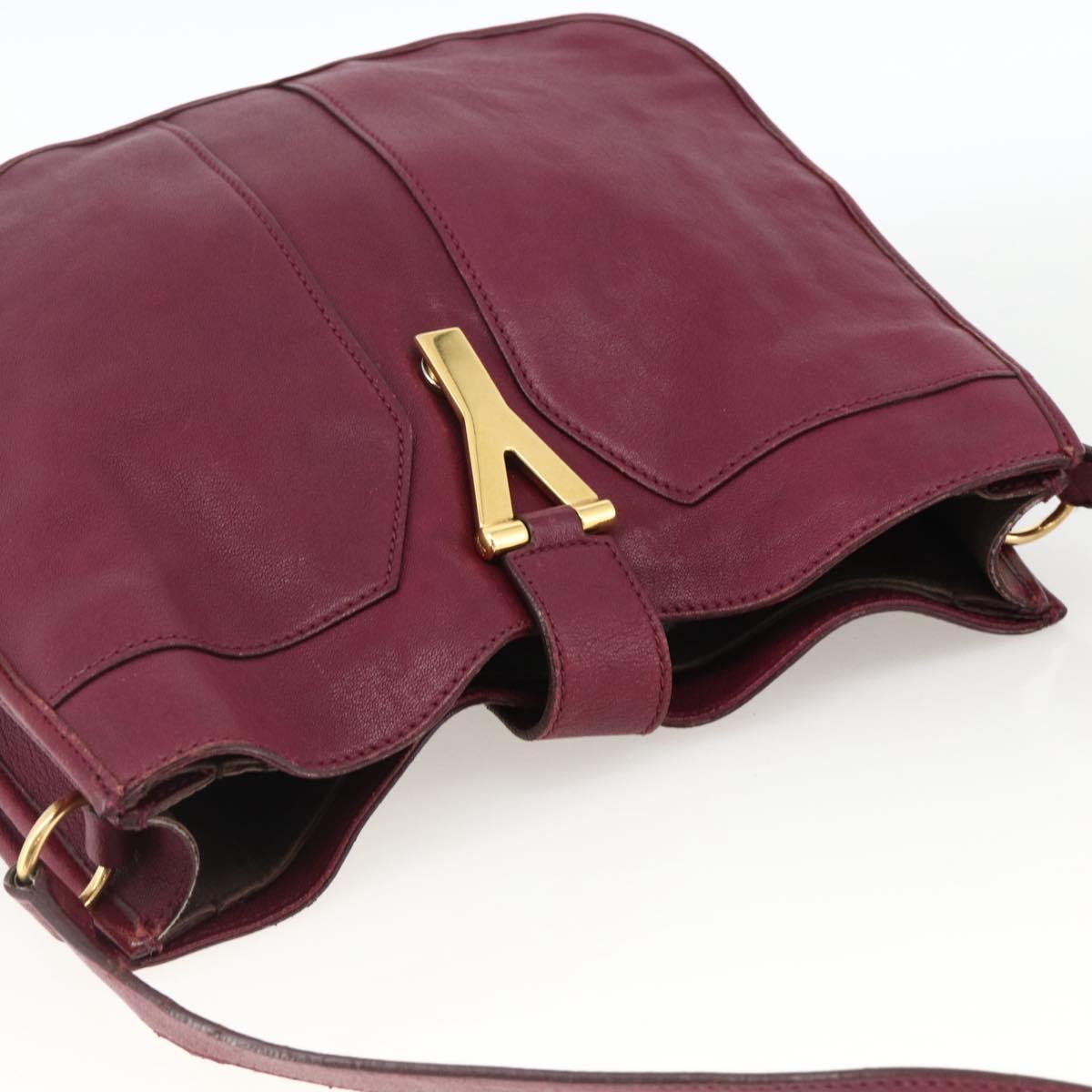 SAINT LAURENT Shoulder Bag Leather Purple Gold 291204 Auth ka3427