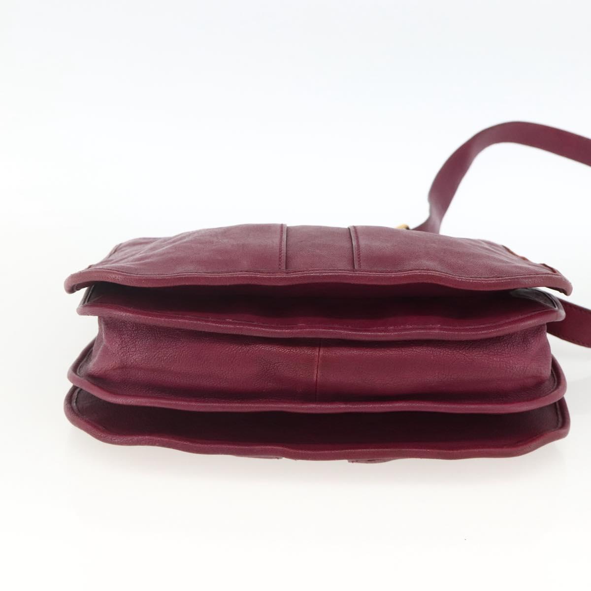 SAINT LAURENT Shoulder Bag Leather Purple Gold 291204 Auth ka3427