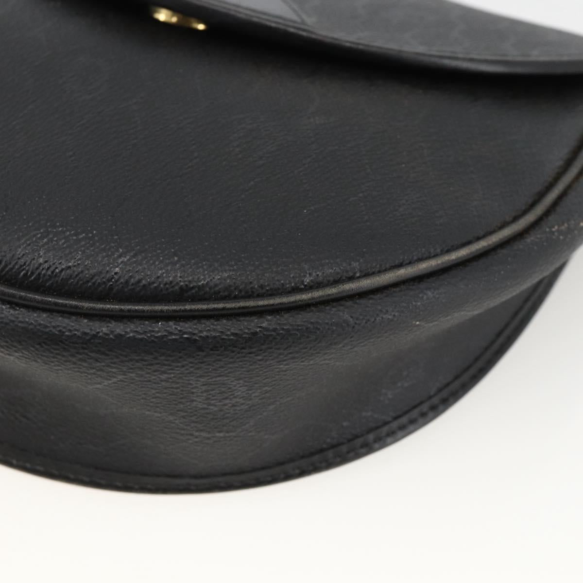 Christian Dior Honeycomb Canvas Shoulder Bag PVC Leather Black Gold Auth ka3429