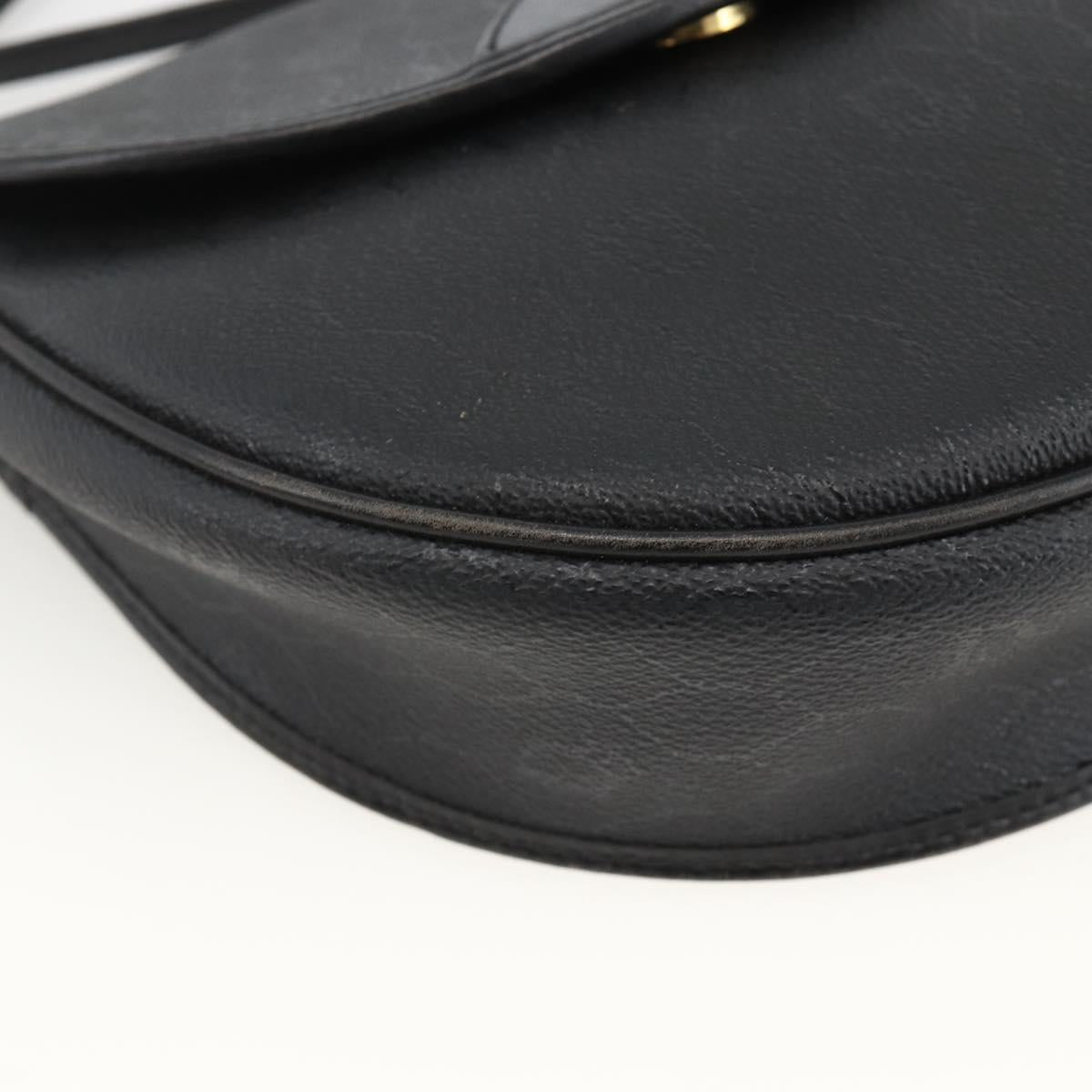 Christian Dior Honeycomb Canvas Shoulder Bag PVC Leather Black Gold Auth ka3429