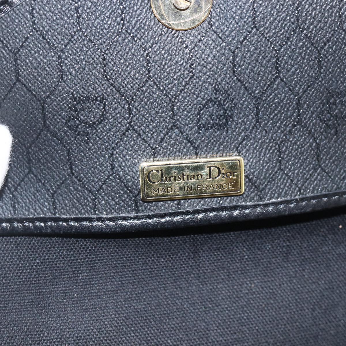 Christian Dior Honeycomb Canvas Shoulder Bag PVC Leather Black Gold Auth ka3429