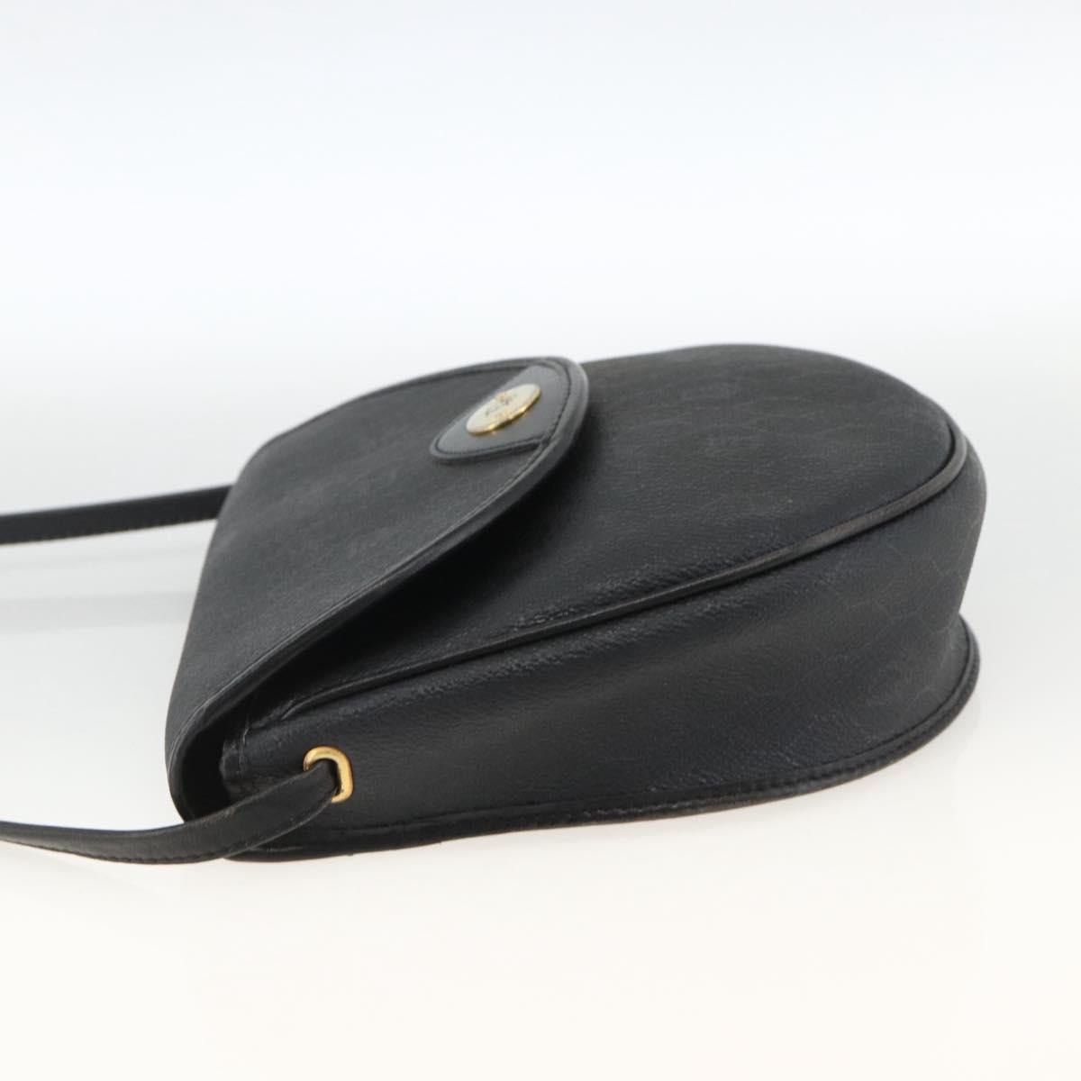 Christian Dior Honeycomb Canvas Shoulder Bag PVC Leather Black Gold Auth ka3429