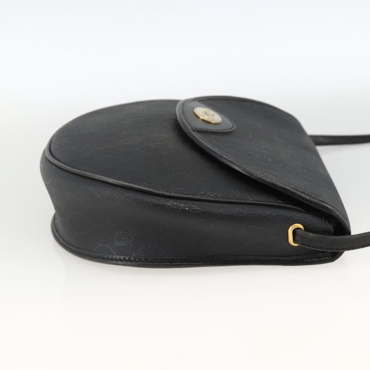 Christian Dior Honeycomb Canvas Shoulder Bag PVC Leather Black Gold Auth ka3429