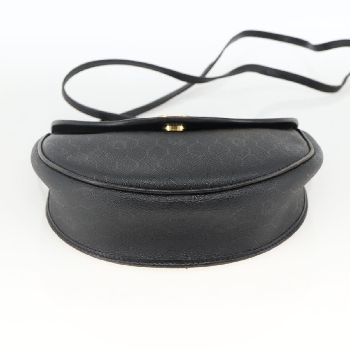 Christian Dior Honeycomb Canvas Shoulder Bag PVC Leather Black Gold Auth ka3429