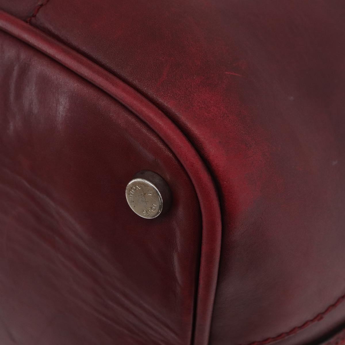 LOUIS VUITTON Cuir Bequia Grimo Boston Bag Bordeaux LV Auth ka3433