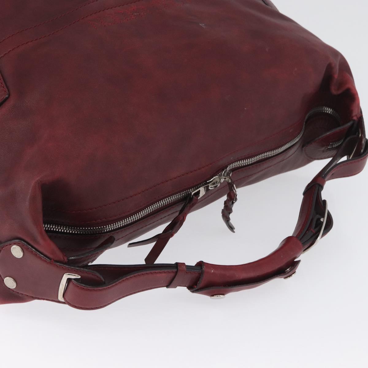LOUIS VUITTON Cuir Bequia Grimo Boston Bag Bordeaux LV Auth ka3433