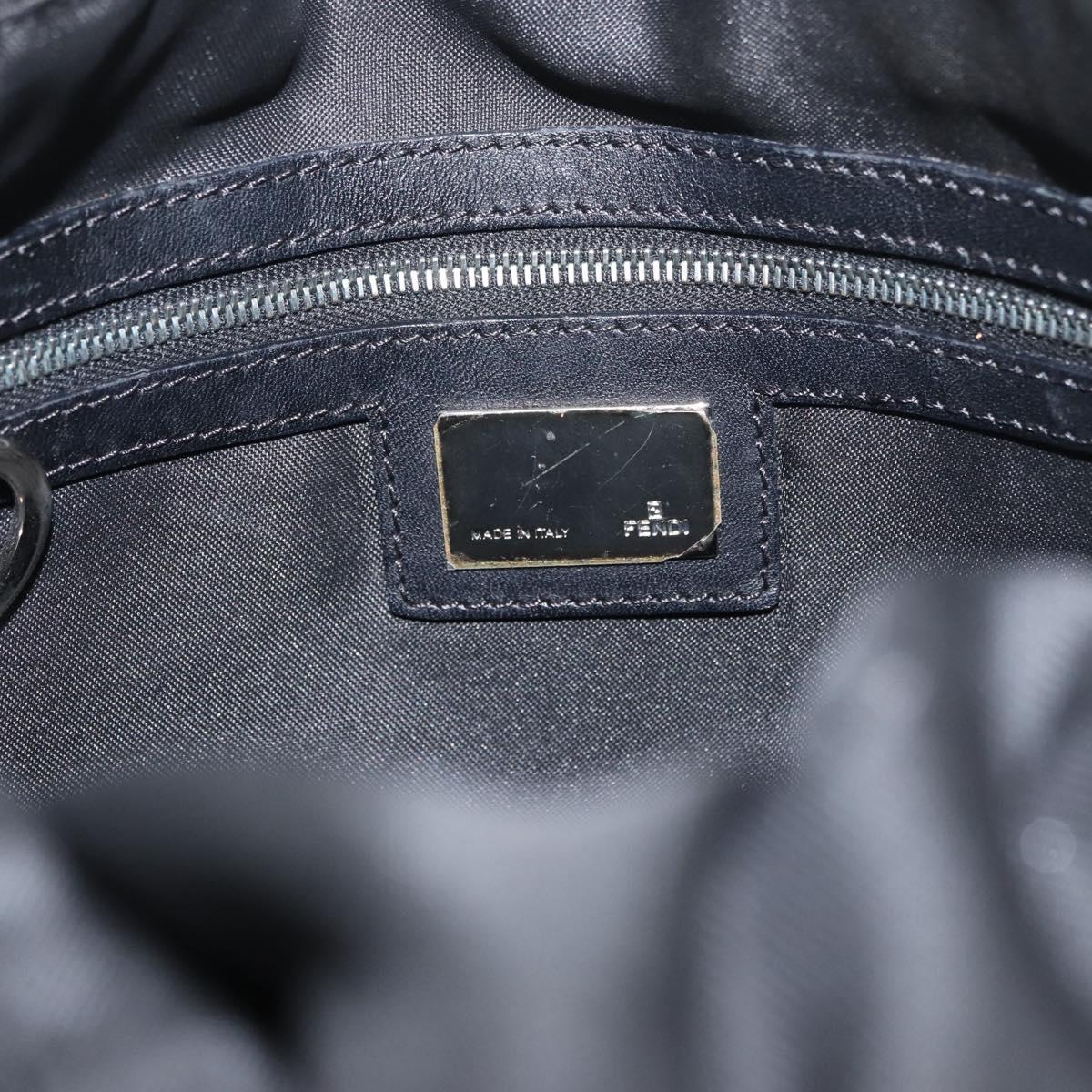 FENDI Zucchino Canvas Hand Bag Black Auth ka3436A