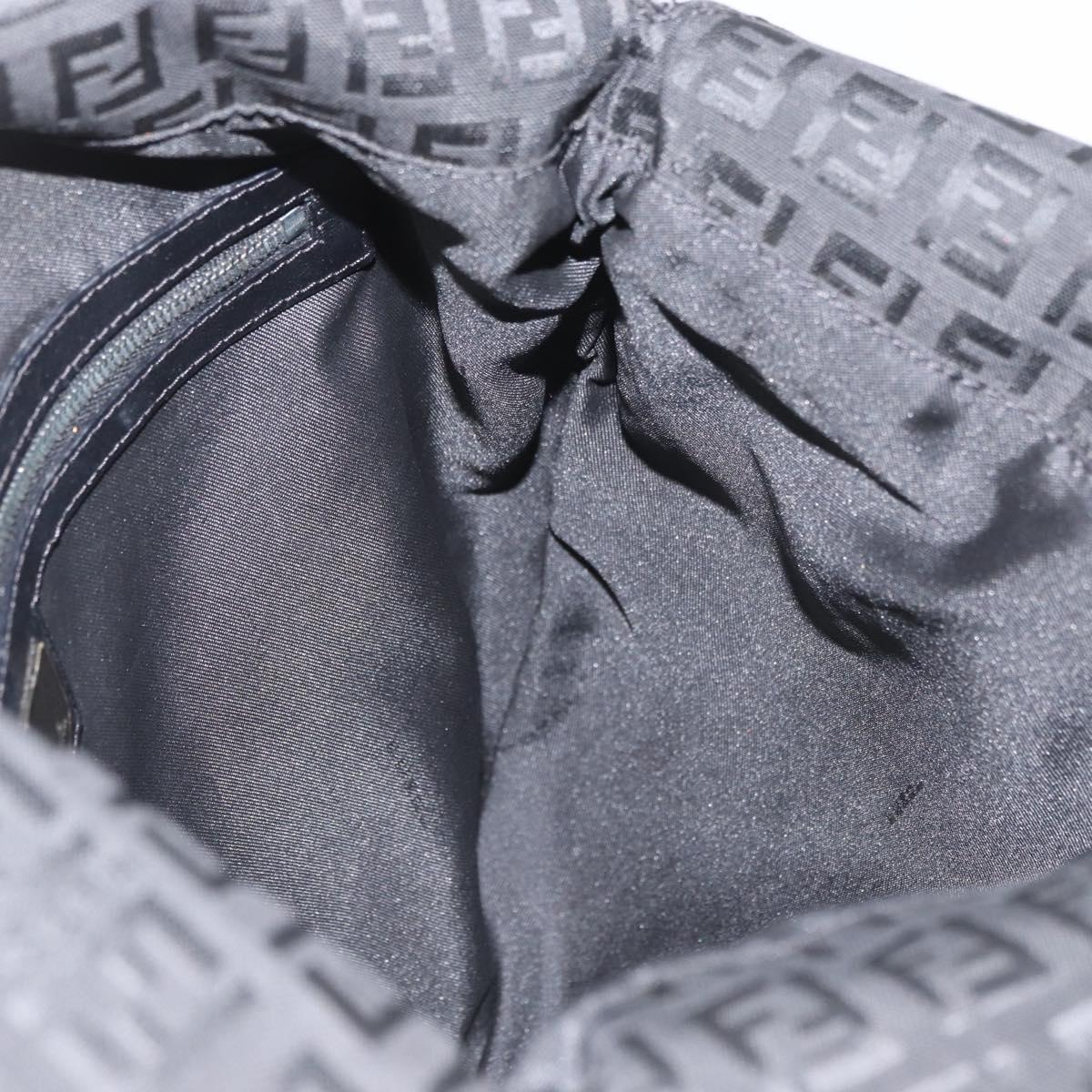 FENDI Zucchino Canvas Hand Bag Black Auth ka3436A