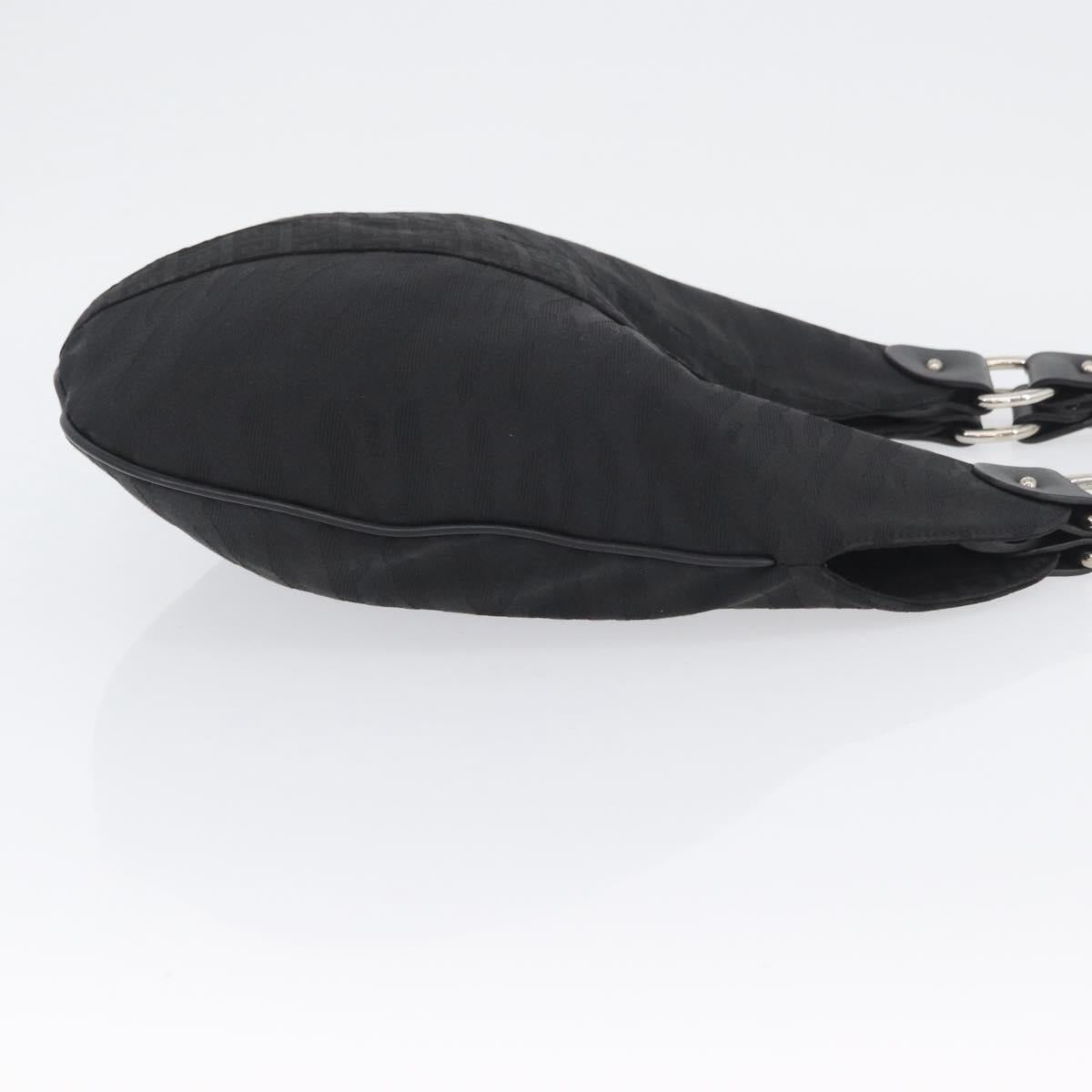 FENDI Zucchino Canvas Hand Bag Black Auth ka3436A