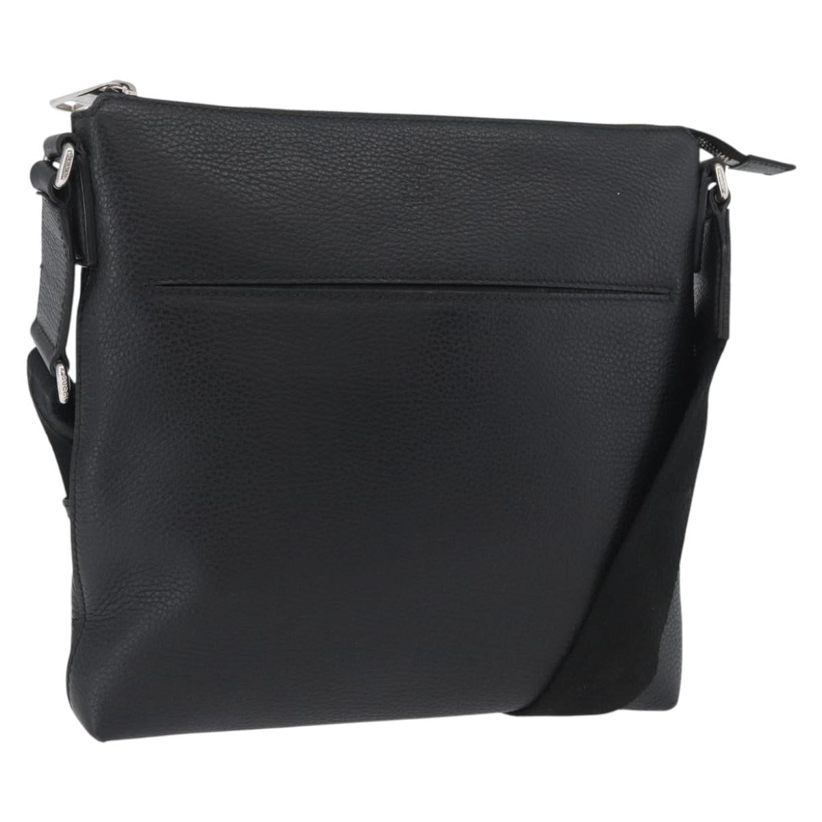 GUCCI Shoulder Bag Leather Black Silver 394915 Auth ka3437