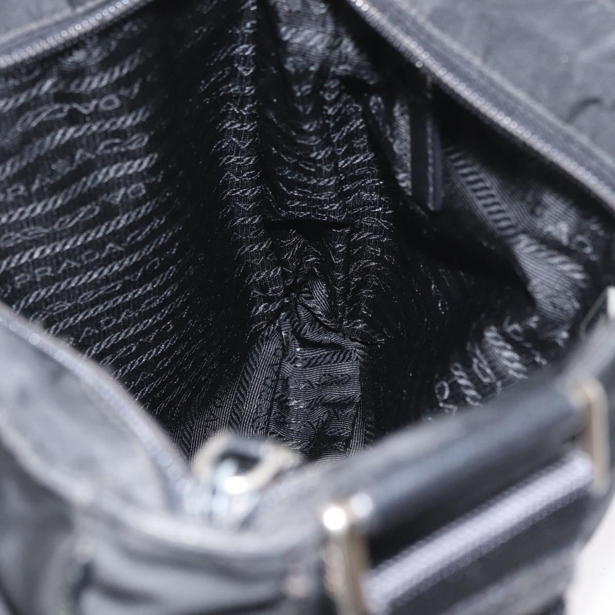 PRADA Shoulder Bag Nylon Black Silver Auth ka3438A