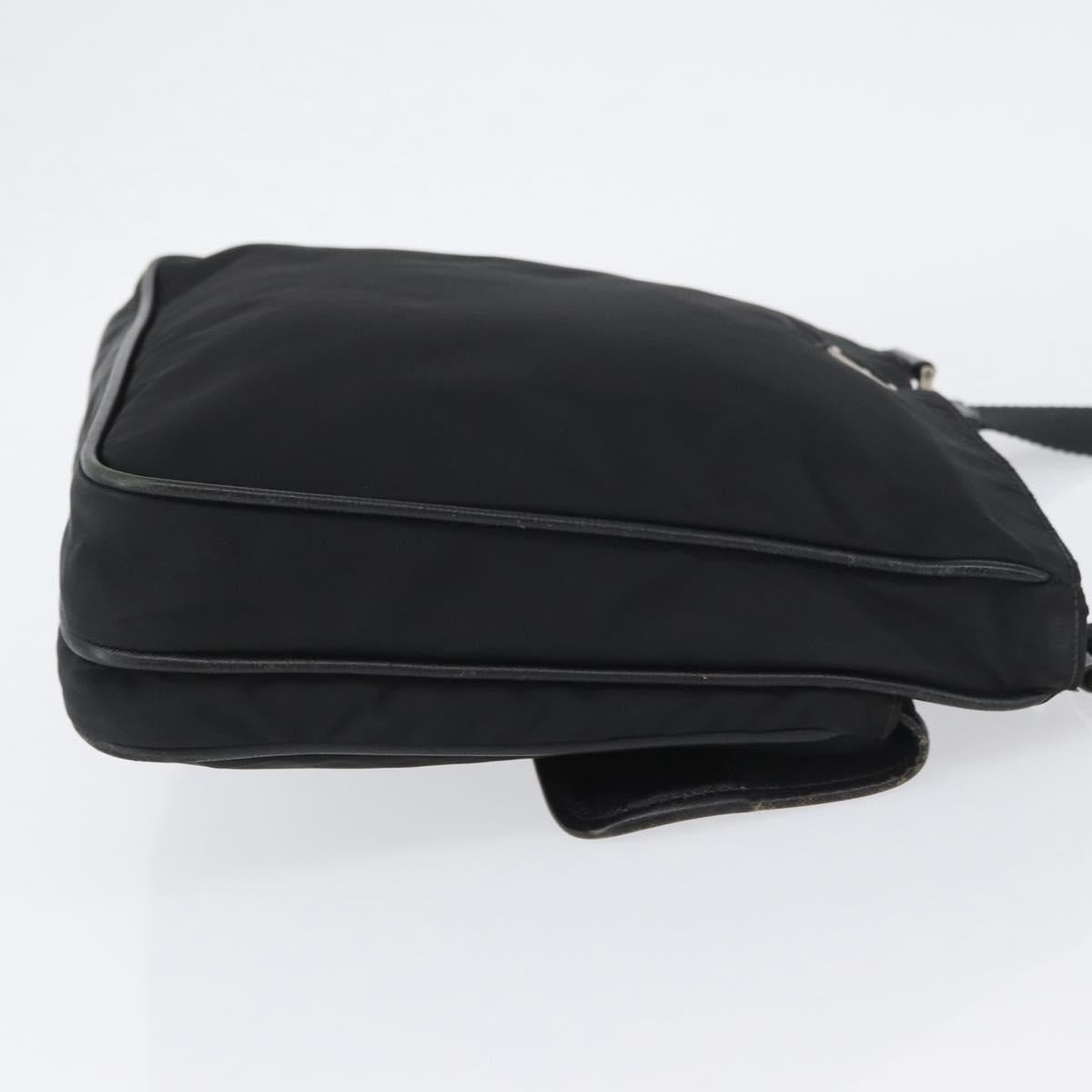 PRADA Shoulder Bag Nylon Black Silver Auth ka3438A