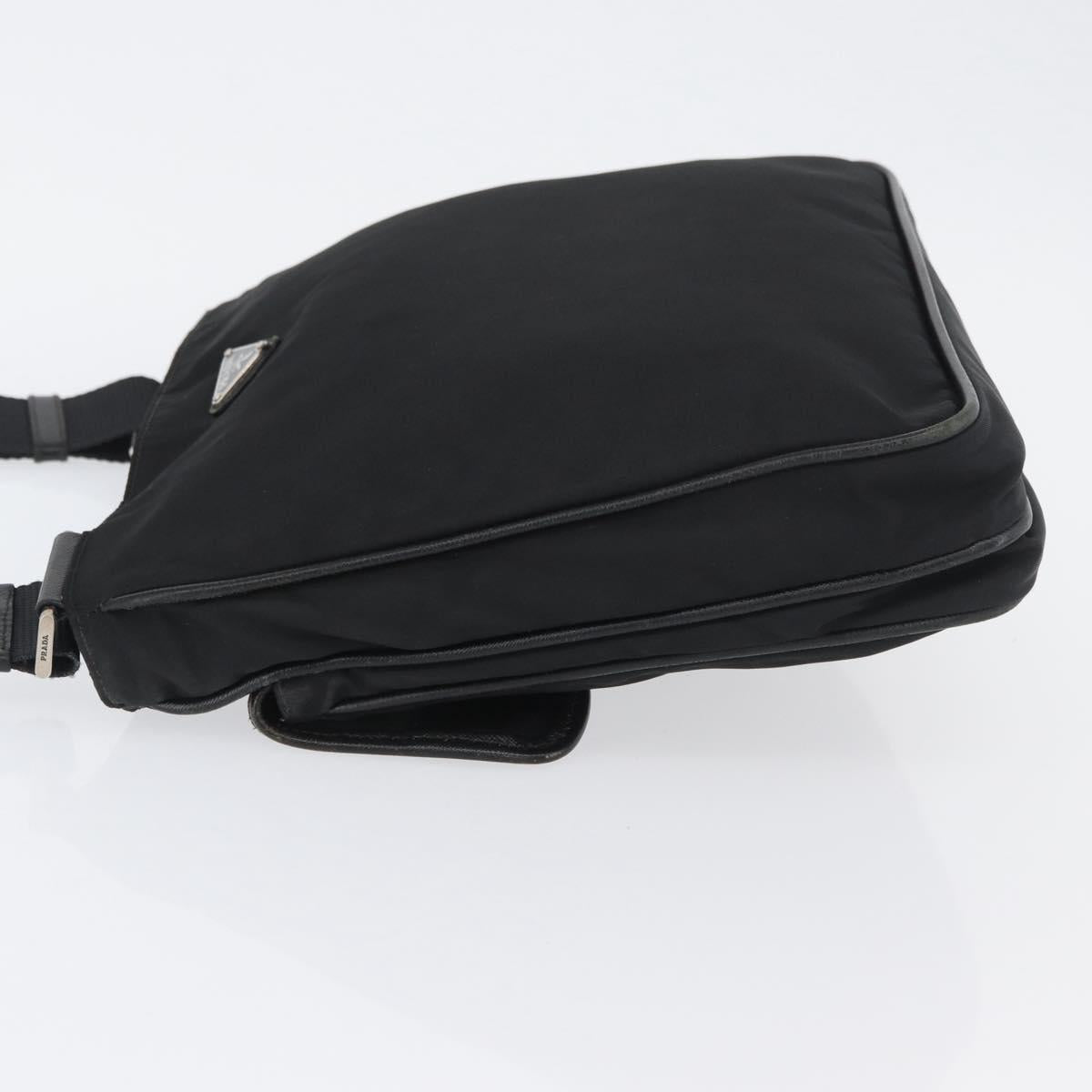 PRADA Shoulder Bag Nylon Black Silver Auth ka3438A