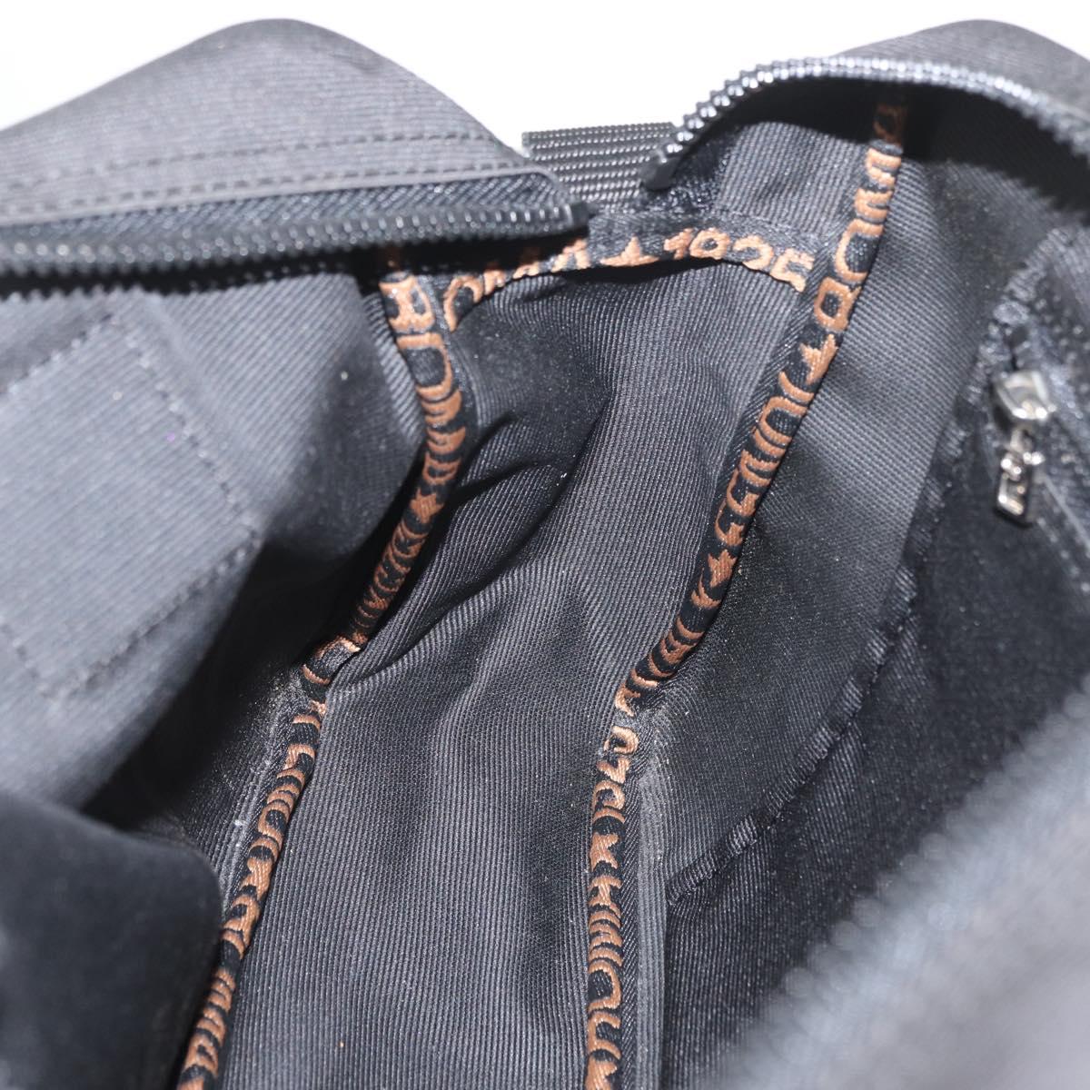 FENDI Hand Bag Nylon 2way Black Silver Auth ka3439