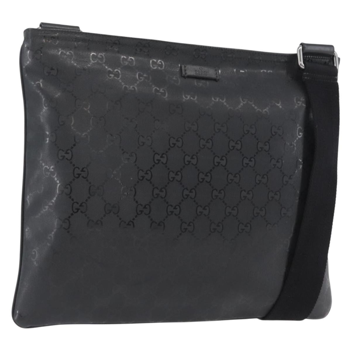 GUCCI GG Implementation Shoulder Bag PVC Black Silver 201446 Auth ka3440