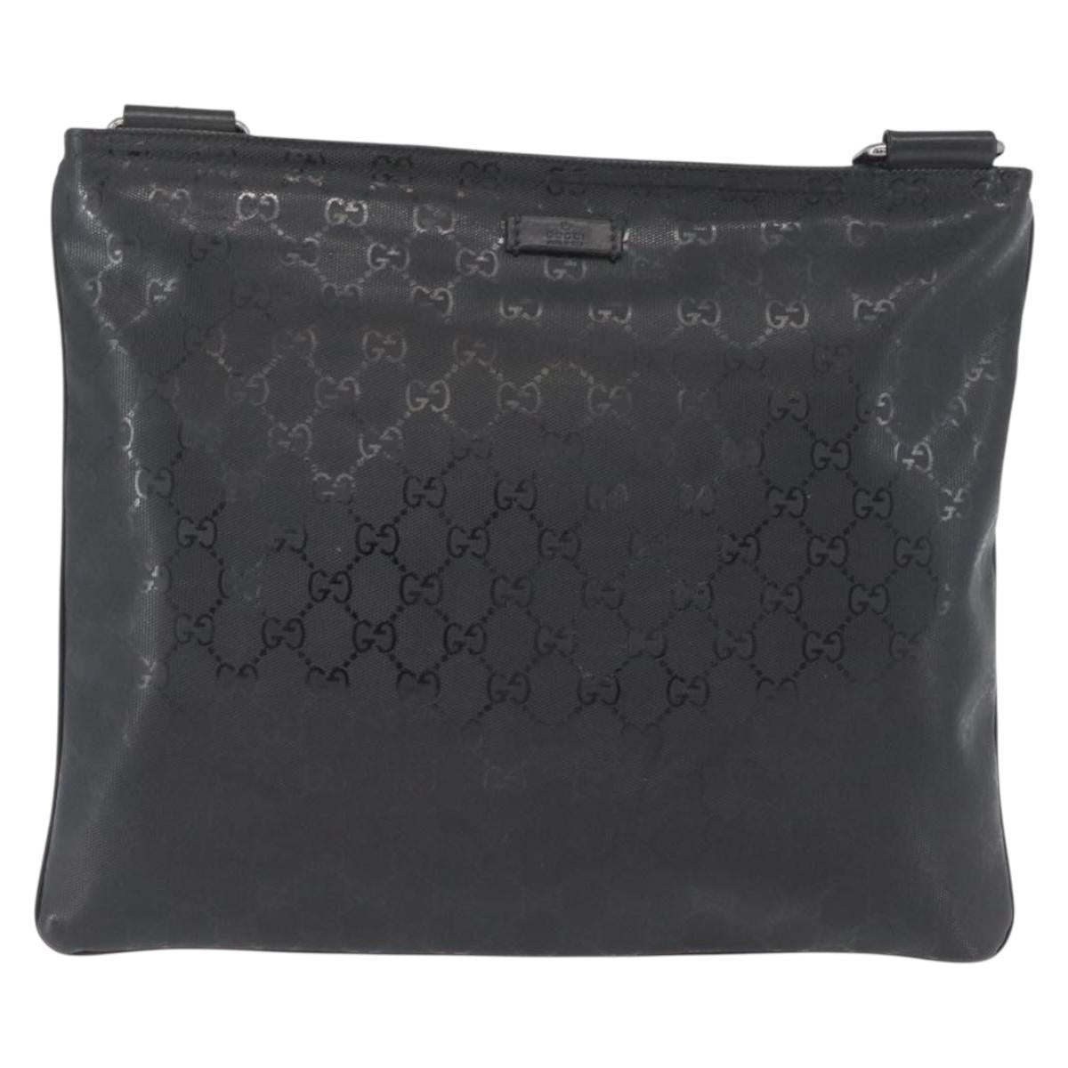 GUCCI GG Implementation Shoulder Bag PVC Black Silver 201446 Auth ka3440