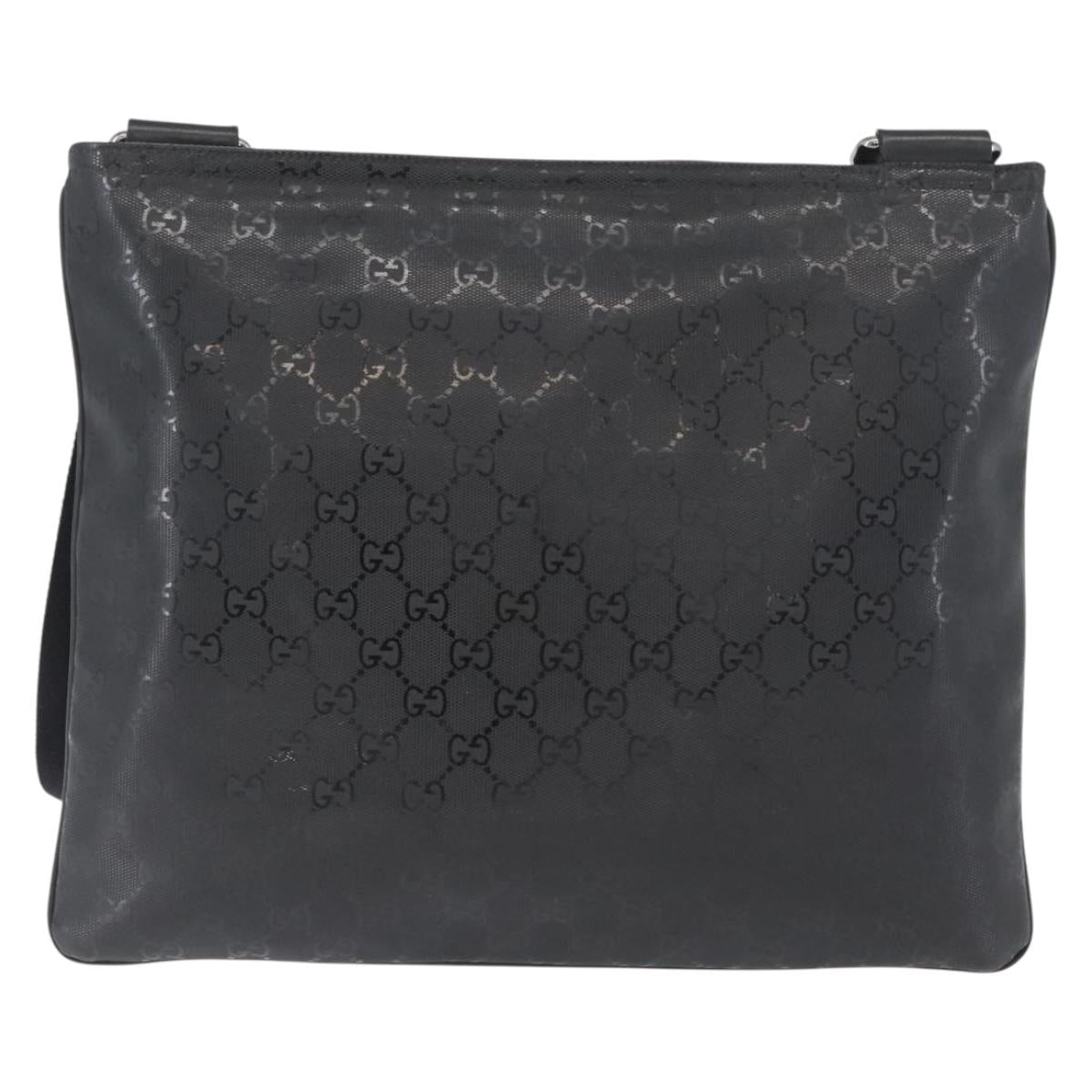 GUCCI GG Implementation Shoulder Bag PVC Black Silver 201446 Auth ka3440