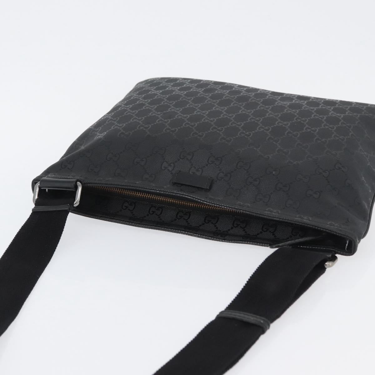 GUCCI GG Implementation Shoulder Bag PVC Black Silver 201446 Auth ka3440