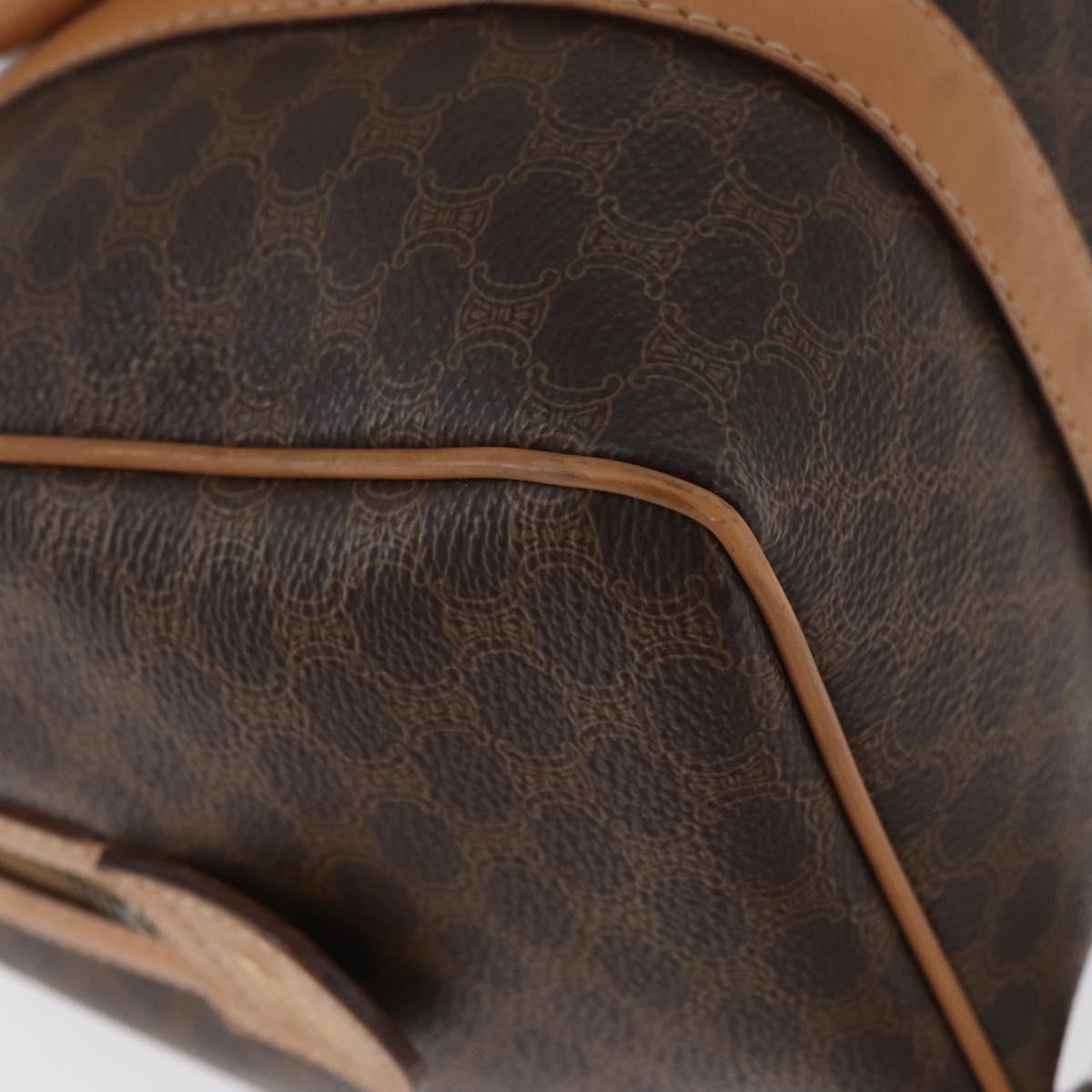 CELINE Macadam Canvas Hand Bag PVC Leather Brown Gold Auth ka3443