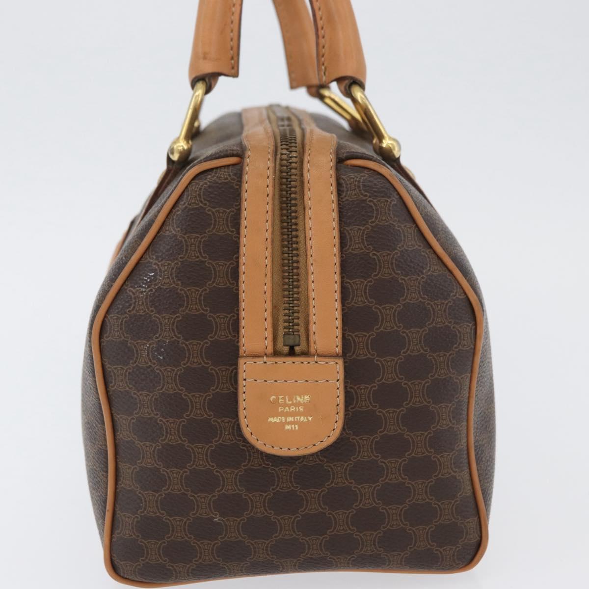 CELINE Macadam Canvas Hand Bag PVC Leather Brown Gold Auth ka3443