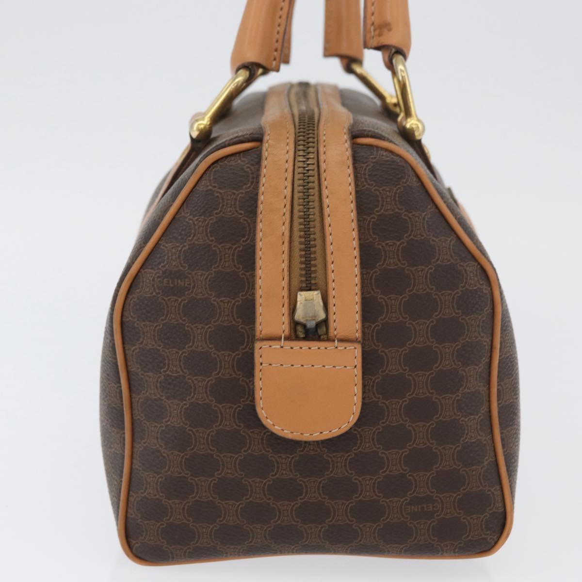 CELINE Macadam Canvas Hand Bag PVC Leather Brown Gold Auth ka3443