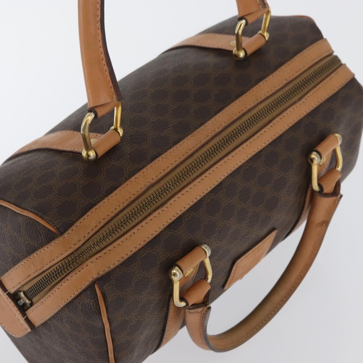 CELINE Macadam Canvas Hand Bag PVC Leather Brown Gold Auth ka3443
