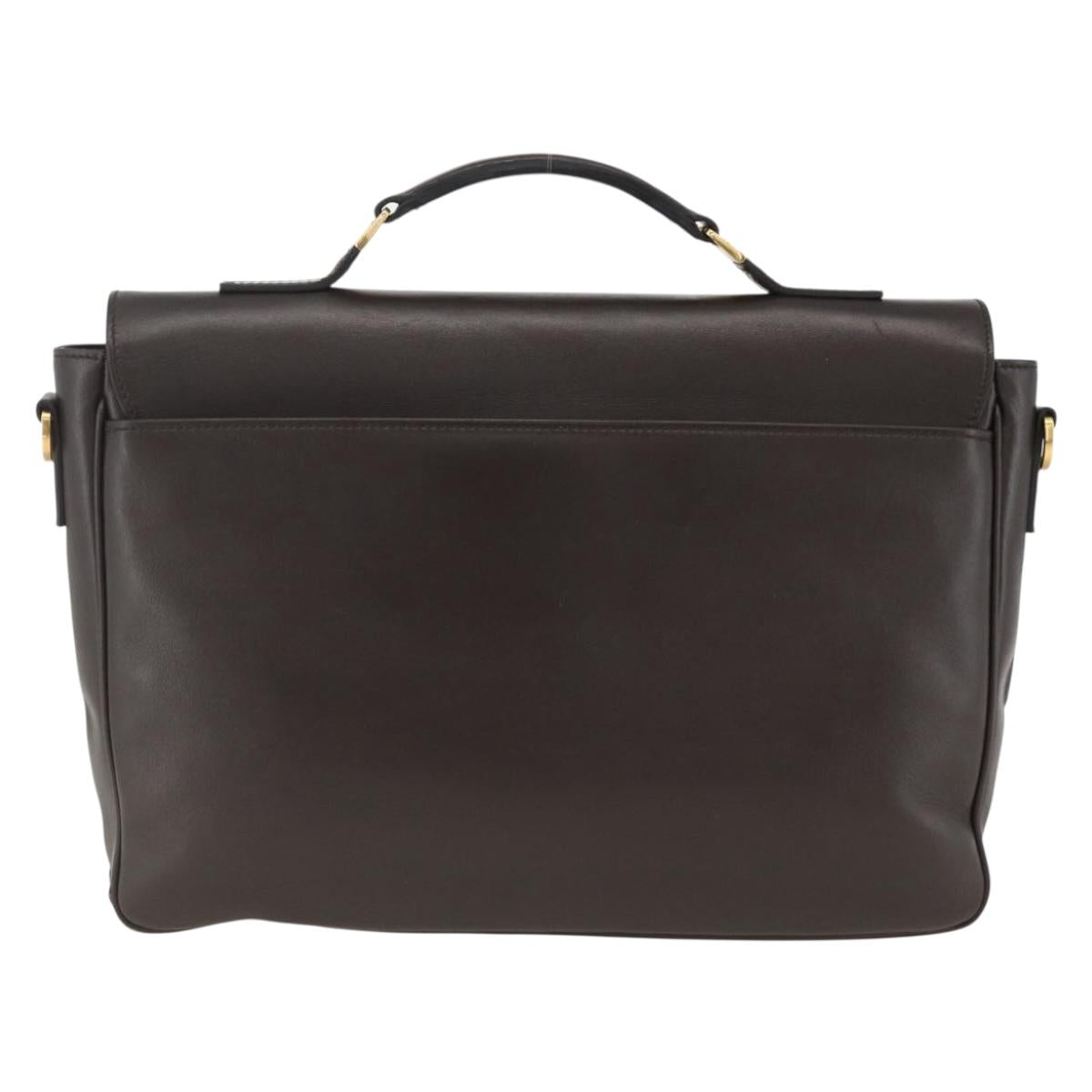 Salvatore Ferragamo Hand Bag Leather Brown Gold Auth ka3448