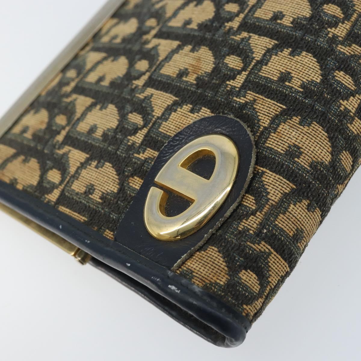 Christian Dior Trotter Canvas Clutch Bag Navy Gold Auth ka3453